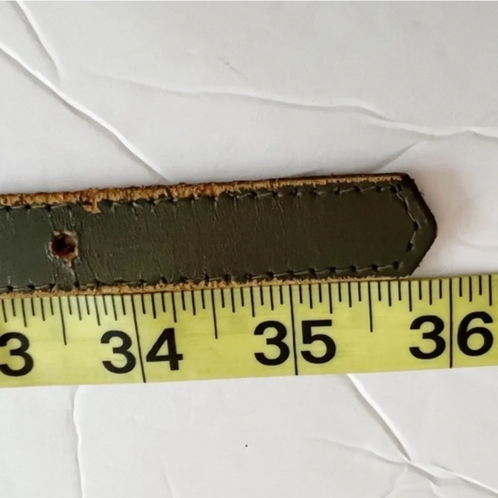 Vintage Jordache Skinny Olive Green Belt with Spell-out Buckle Size M//L